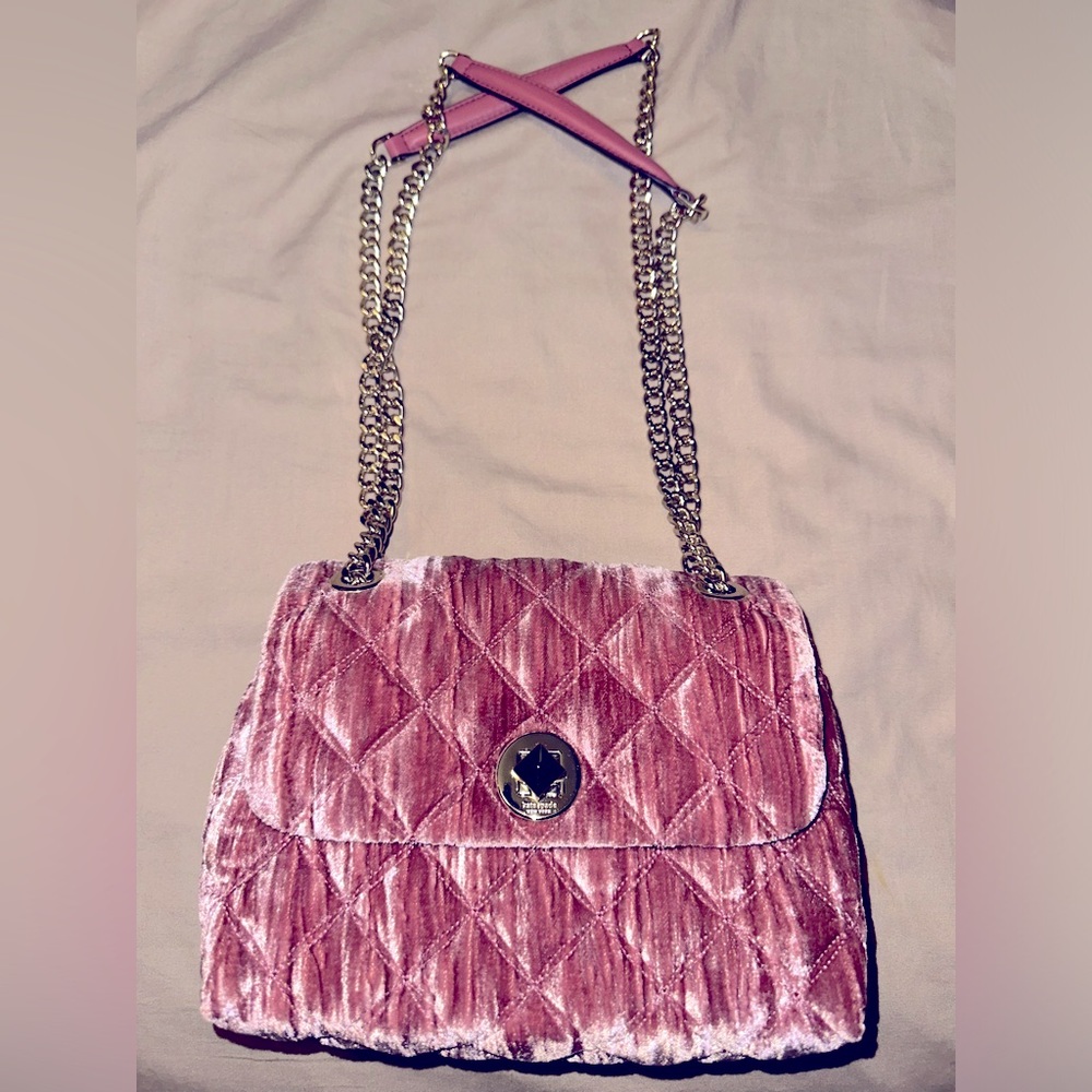 Pink velvet Kate spade bag